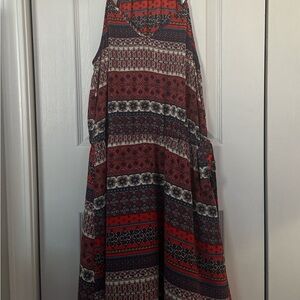 Bohemian Red and Blue Patterned Dress